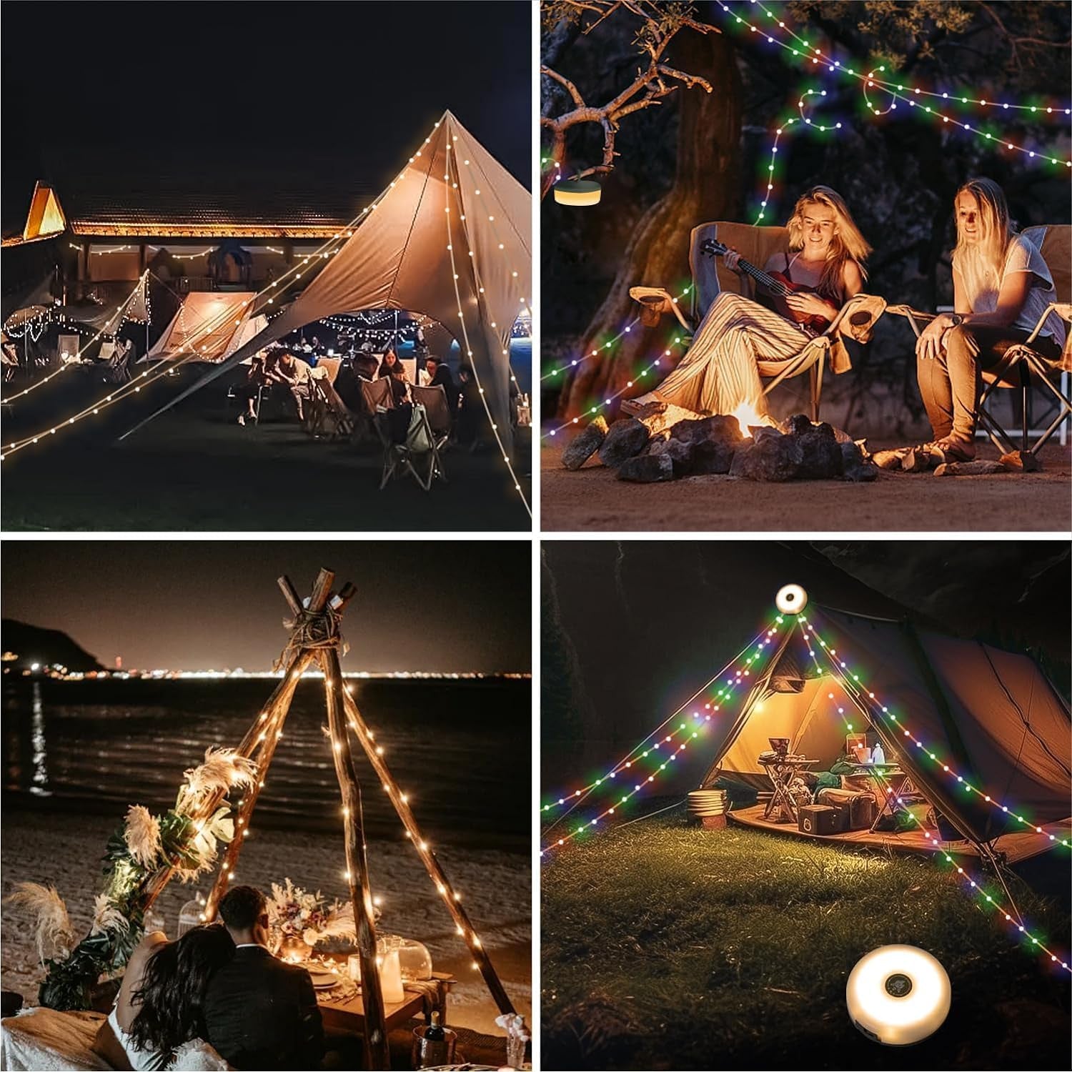 4-in-1 Camping String Lights | 10M RGB, Magnetic & USB Rechargeable