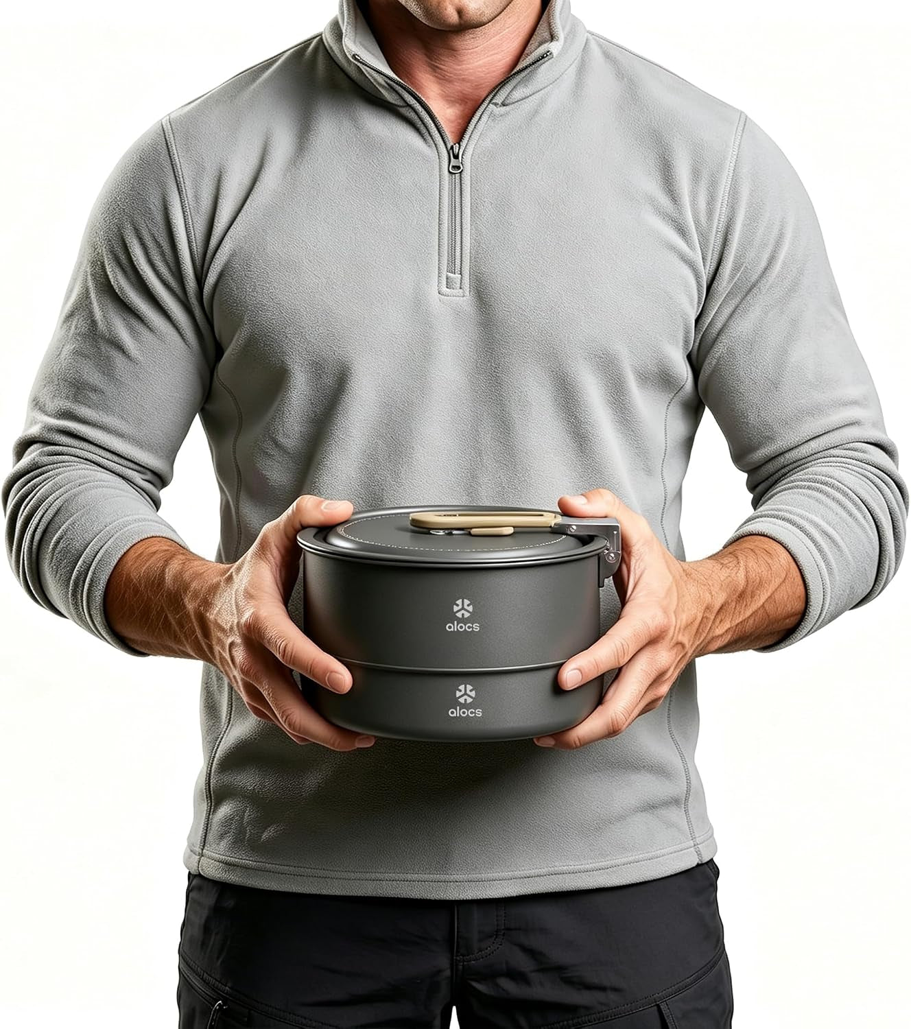 4-piece Aluminium Camping Cookware Set | Built-in Water Marks