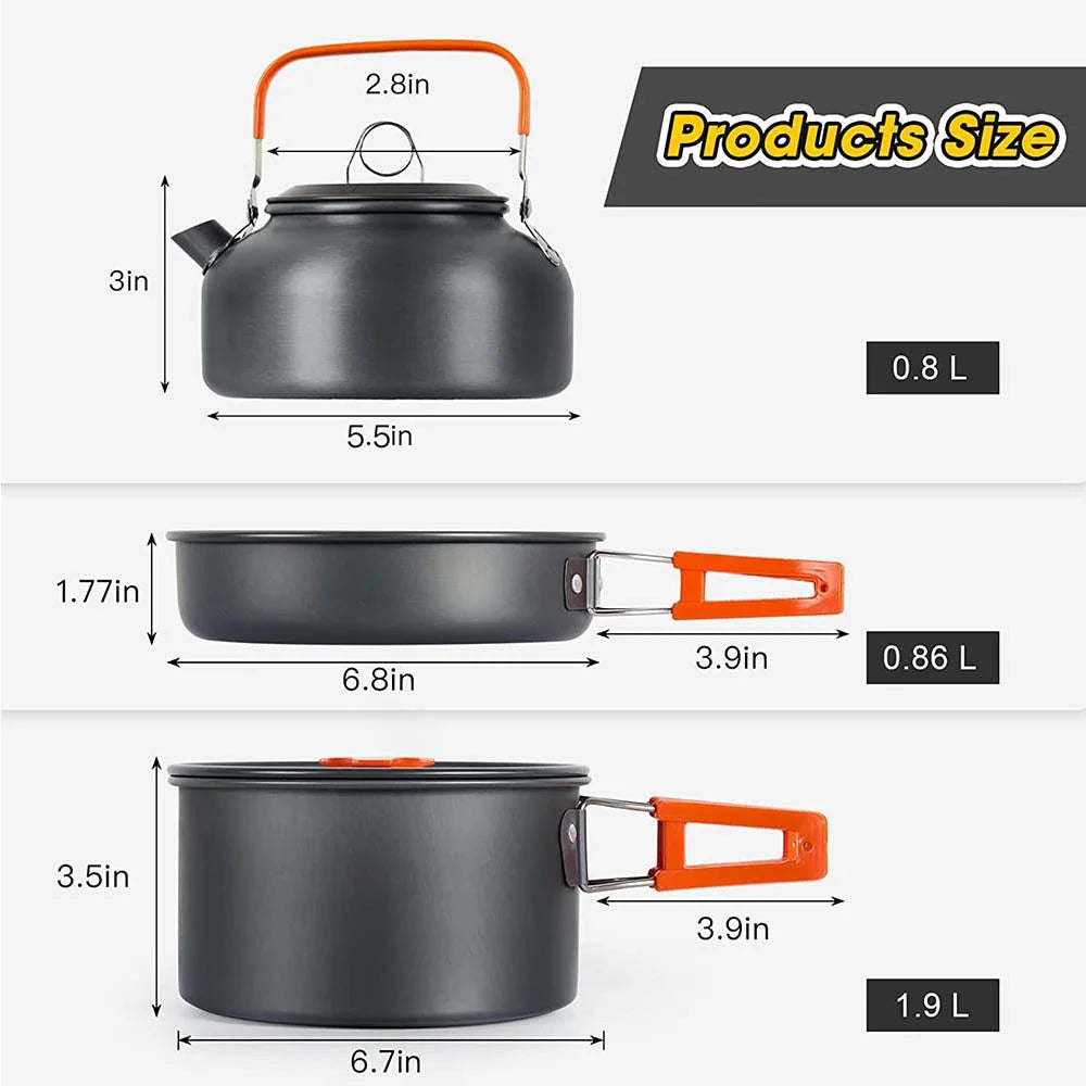 All-in-One 9 Piece Cookware Set | Portable, Aluminium, Lightweight