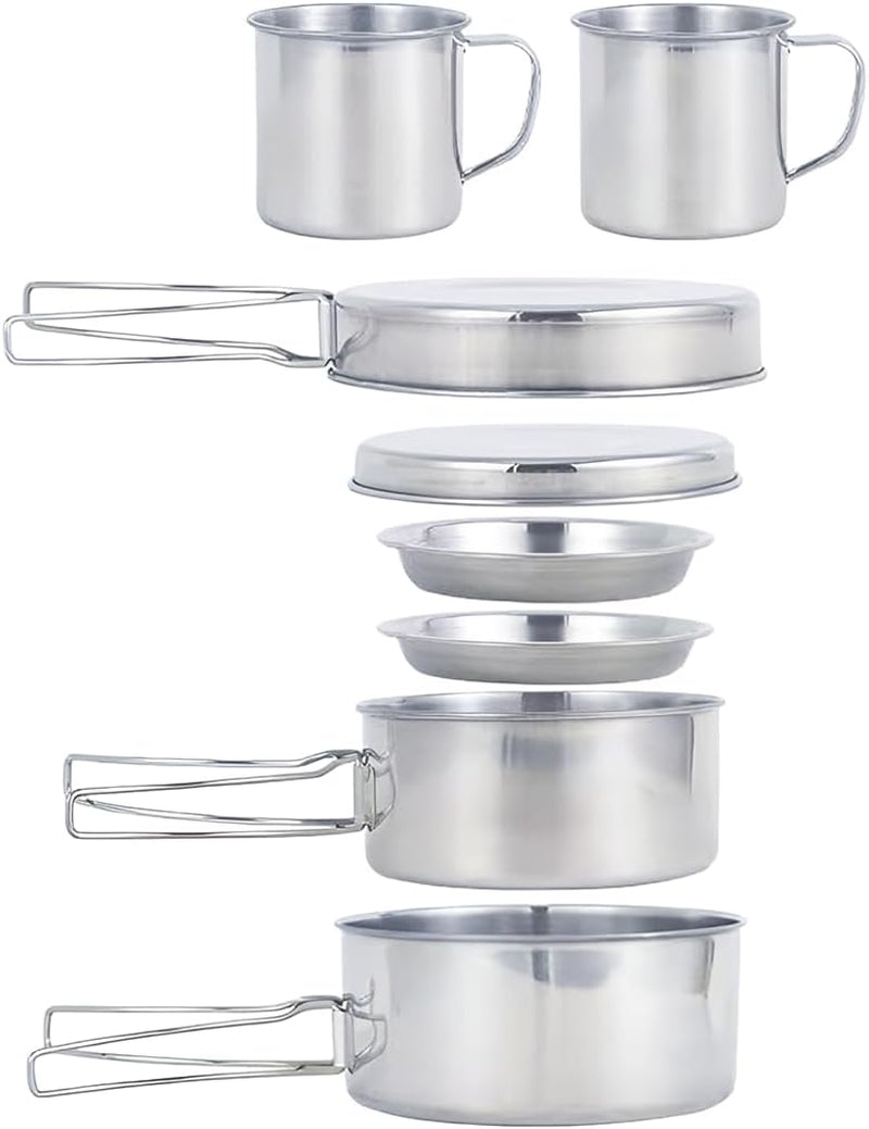 8-Piece Outdoor Cookware Set | Stainless Steel Camping Kitchen