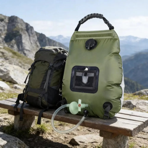 20L Solar Camping Shower Bag | Sun-Heated Water with Hose & Nozzle
