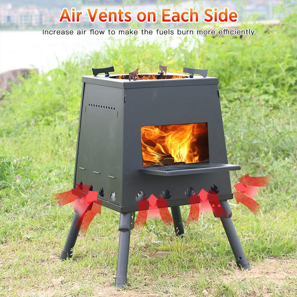 Portable Wood-Burning Camping Stove | Stainless Steel & Windproof