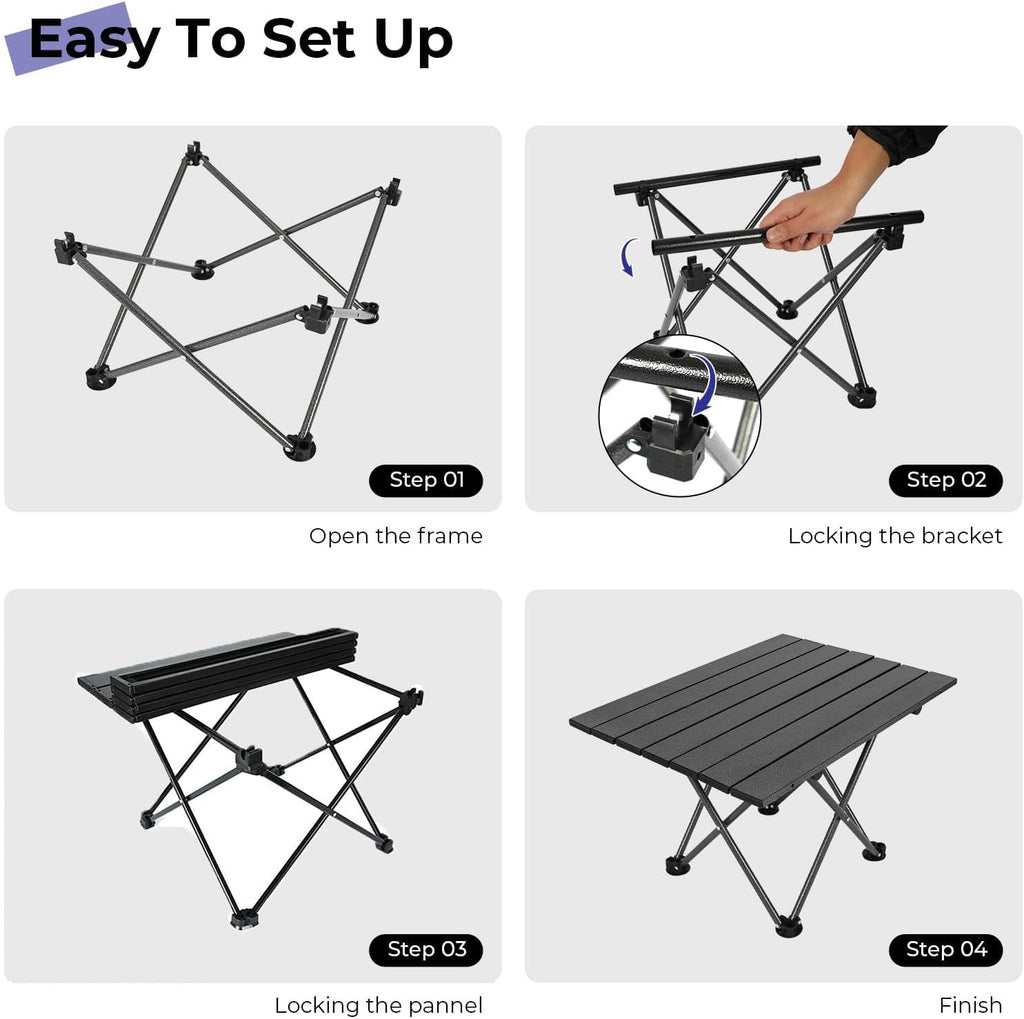 Aluminum Folding Camping Table | 60kg Capacity, Anti-Slip Base & Carry Bag