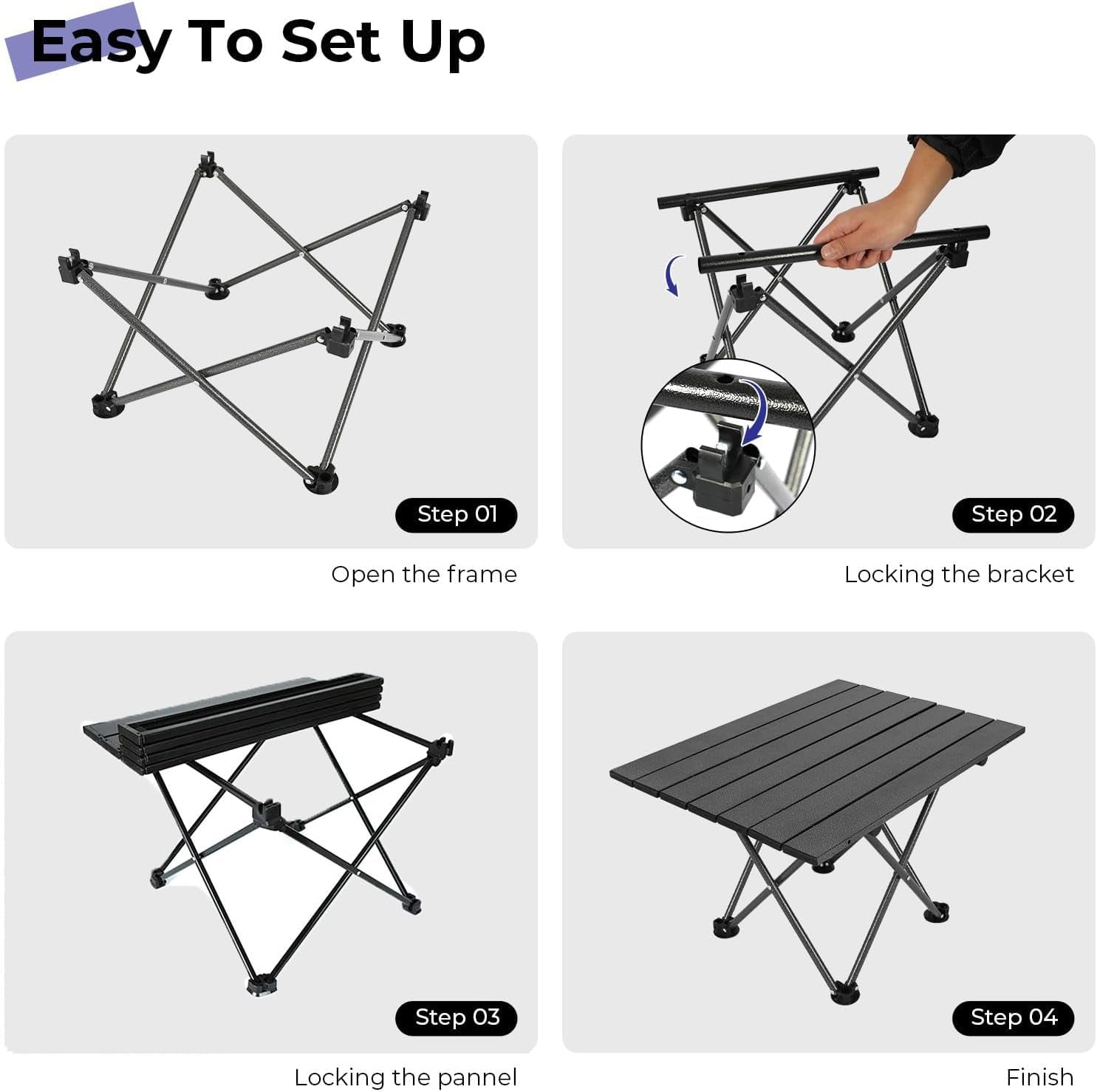 Aluminum Folding Camping Table | 60kg Capacity, Anti-Slip Base & Carry Bag