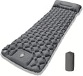Grey Inflatable Sleeping Pad | Built-In Pillow & Foot Pump
