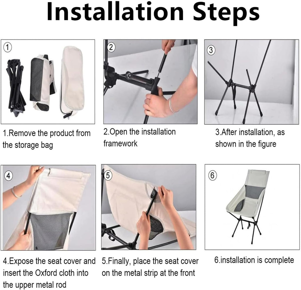 2-Pack Beige Lightweight Folding Camping Chairs | Sturdy & Comfortable