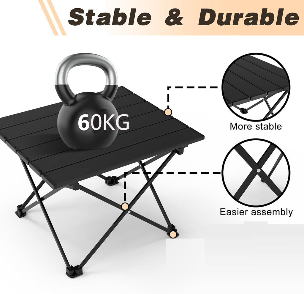 Aluminum Folding Camping Table | 60kg Capacity, Anti-Slip Base & Carry Bag