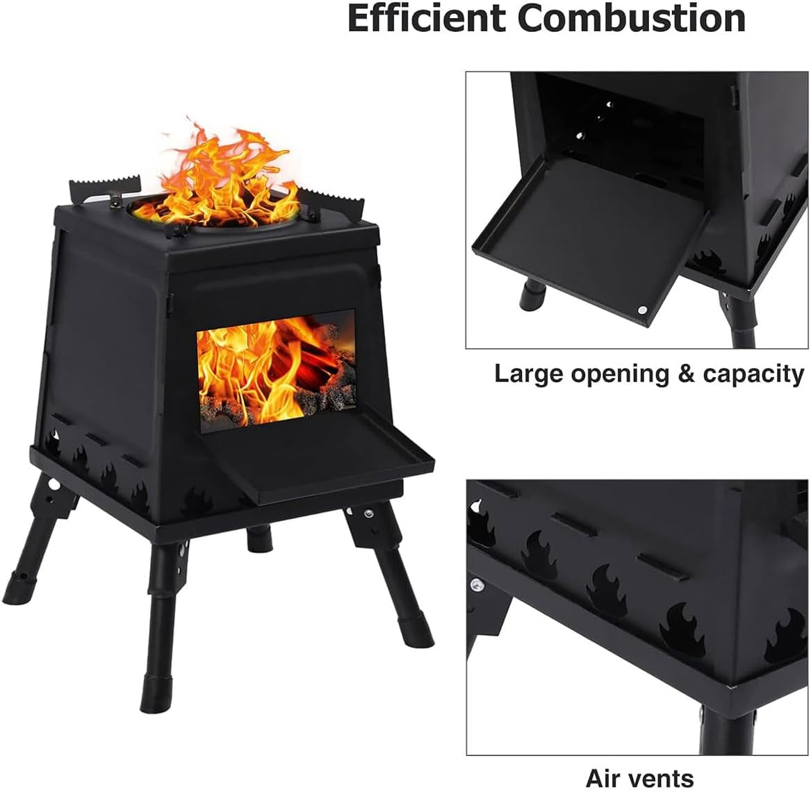 Portable Wood-Burning Camping Stove | Stainless Steel & Windproof