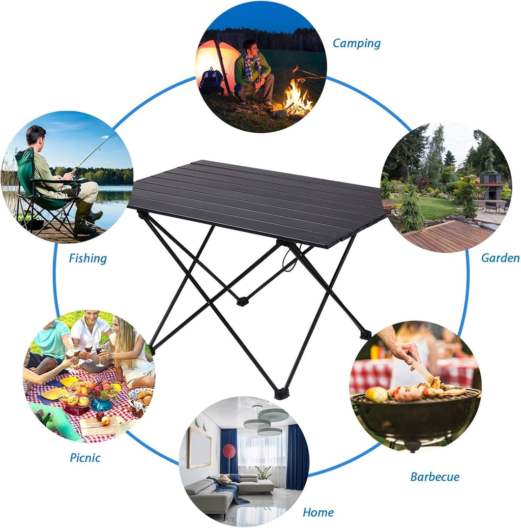 Aluminum Folding Camping Table | 60kg Capacity, Anti-Slip Base & Carry Bag