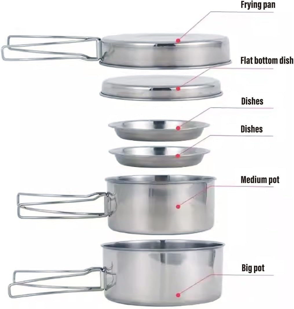 8-Piece Outdoor Cookware Set | Stainless Steel Camping Kitchen