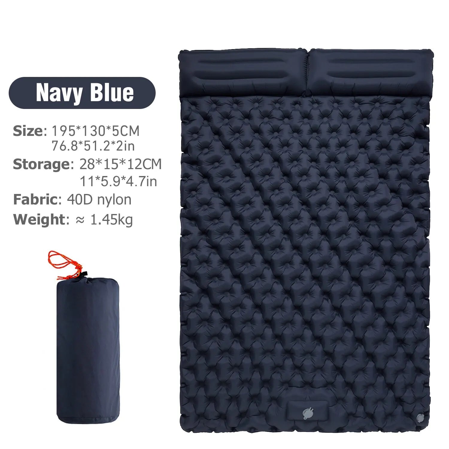 4 Colors Double Inflatable Sleeping Pad | Built-In Pillow & Foot Pump