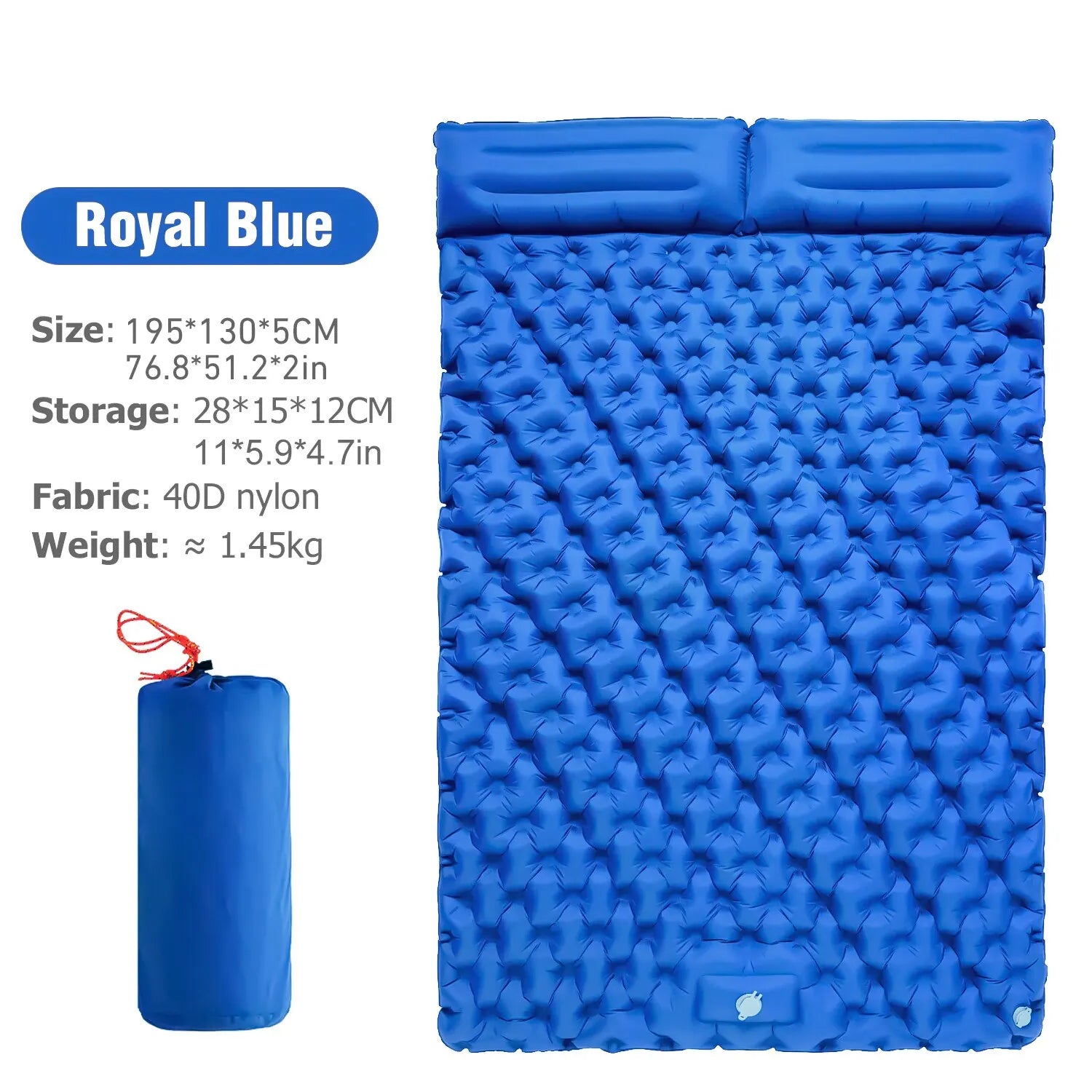 4 Colors Double Inflatable Sleeping Pad | Built-In Pillow & Foot Pump