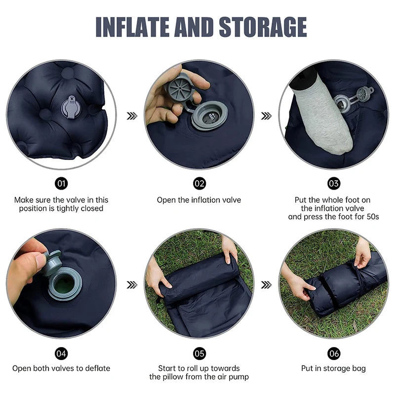 4 Colors Double Inflatable Sleeping Pad | Built-In Pillow & Foot Pump