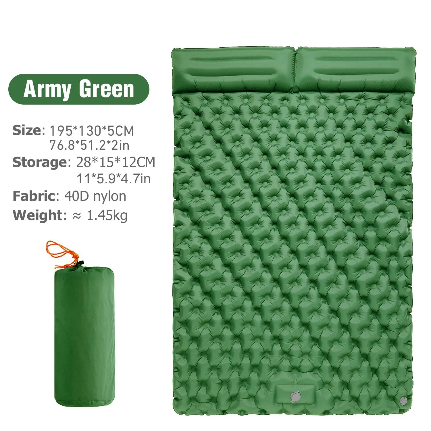 4 Colors Double Inflatable Sleeping Pad | Built-In Pillow & Foot Pump