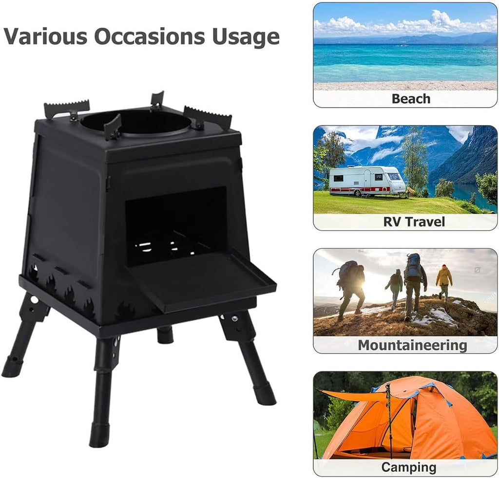 Portable Wood-Burning Camping Stove | Stainless Steel & Windproof