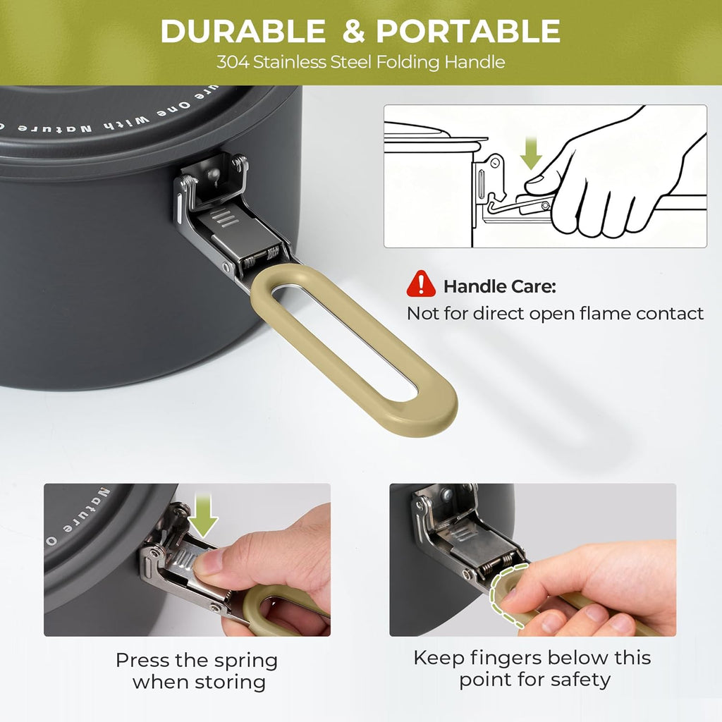 4-piece Aluminium Camping Cookware Set | Built-in Water Marks