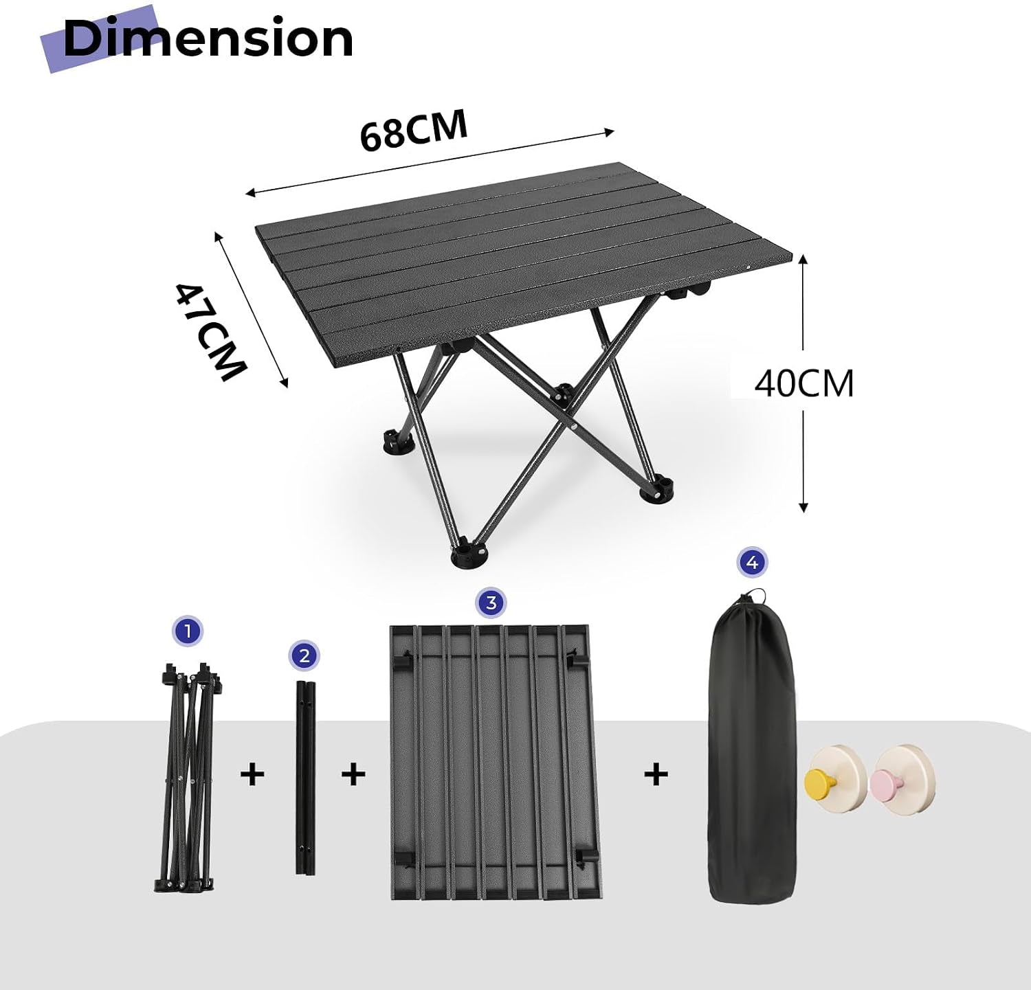 Aluminum Folding Camping Table | 60kg Capacity, Anti-Slip Base & Carry Bag