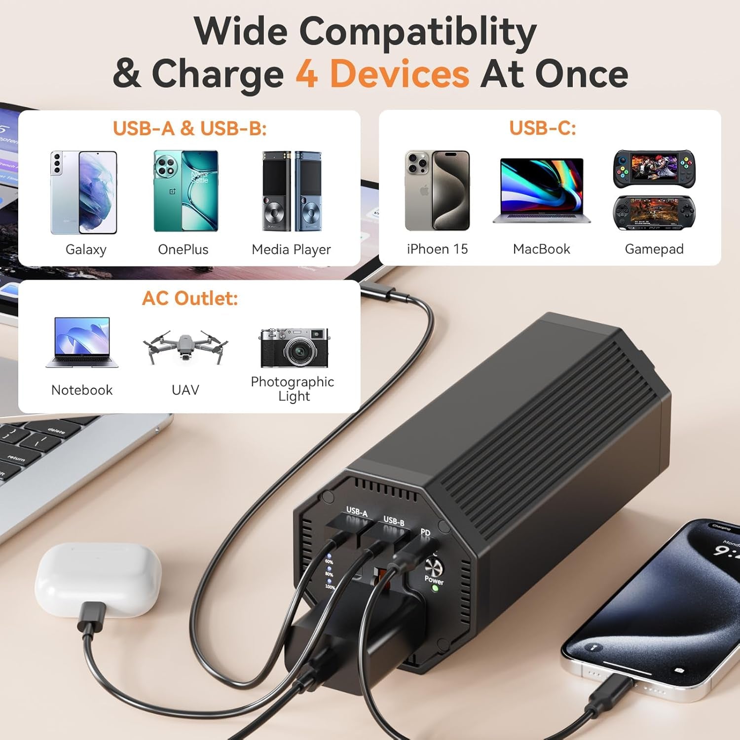 27,000mAh Portable Power Bank | 100W AC Outlet & 65W Fast Charging