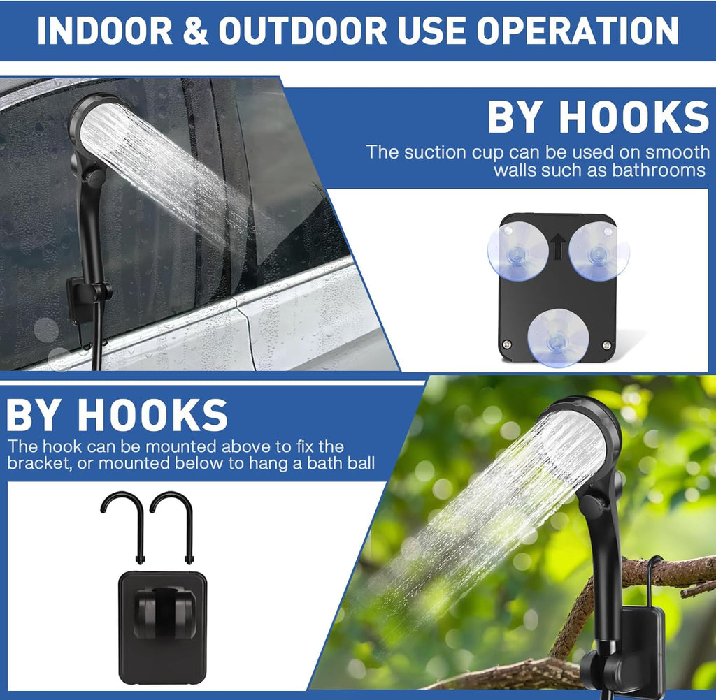 7800/8000Mah Rechargeable Outdoor Shower | Shower Head & LED Temperature Display