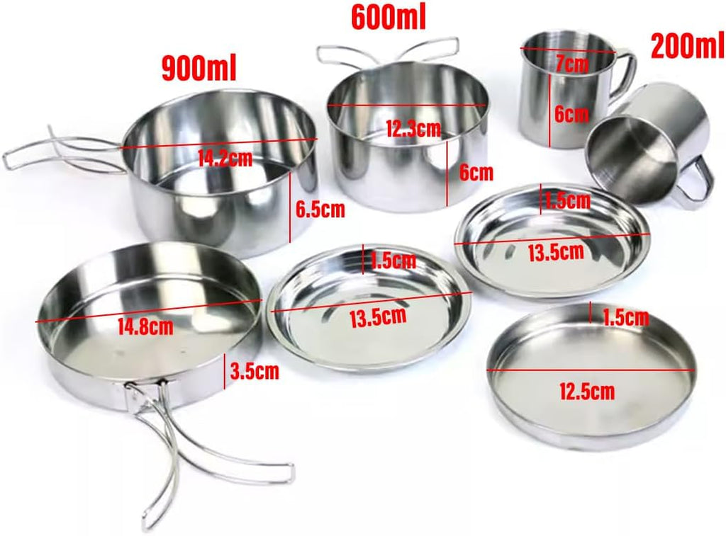 8-Piece Outdoor Cookware Set | Stainless Steel Camping Kitchen