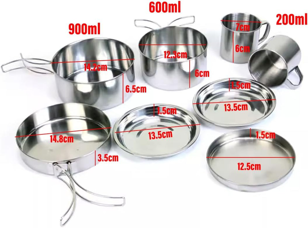8-Piece Outdoor Cookware Set | Stainless Steel Camping Kitchen
