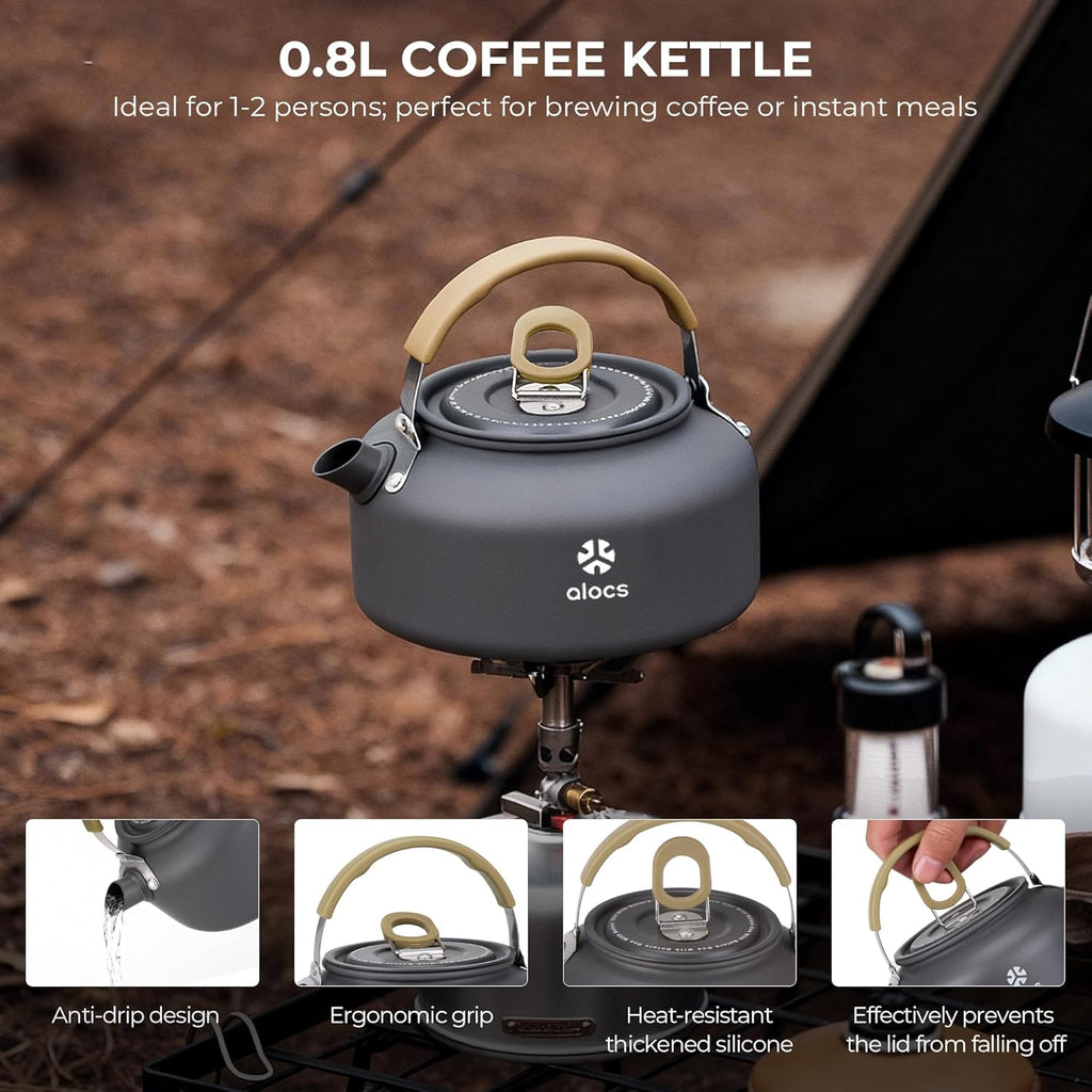 4-piece Aluminium Camping Cookware Set | Built-in Water Marks