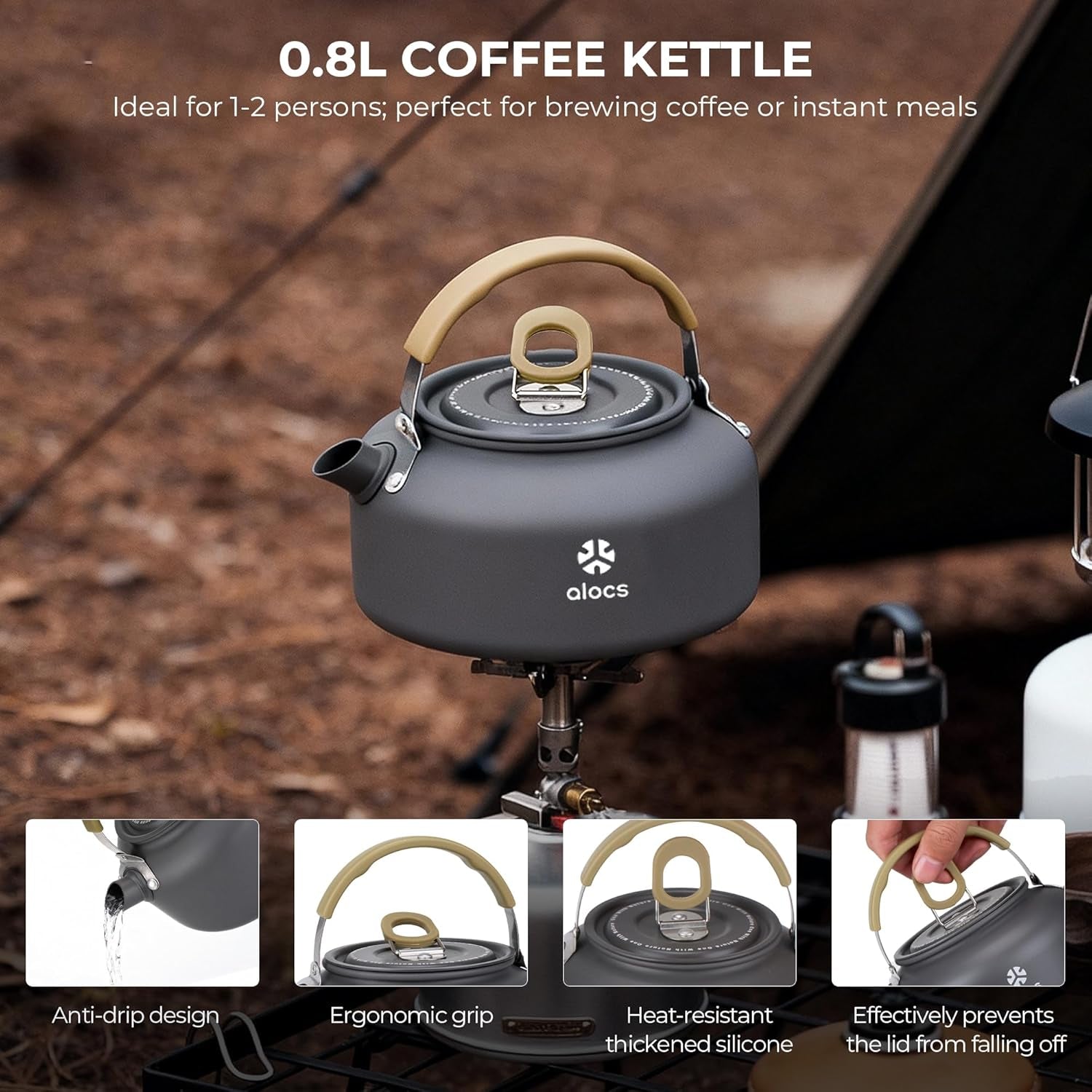 4-piece Aluminium Camping Cookware Set | Built-in Water Marks