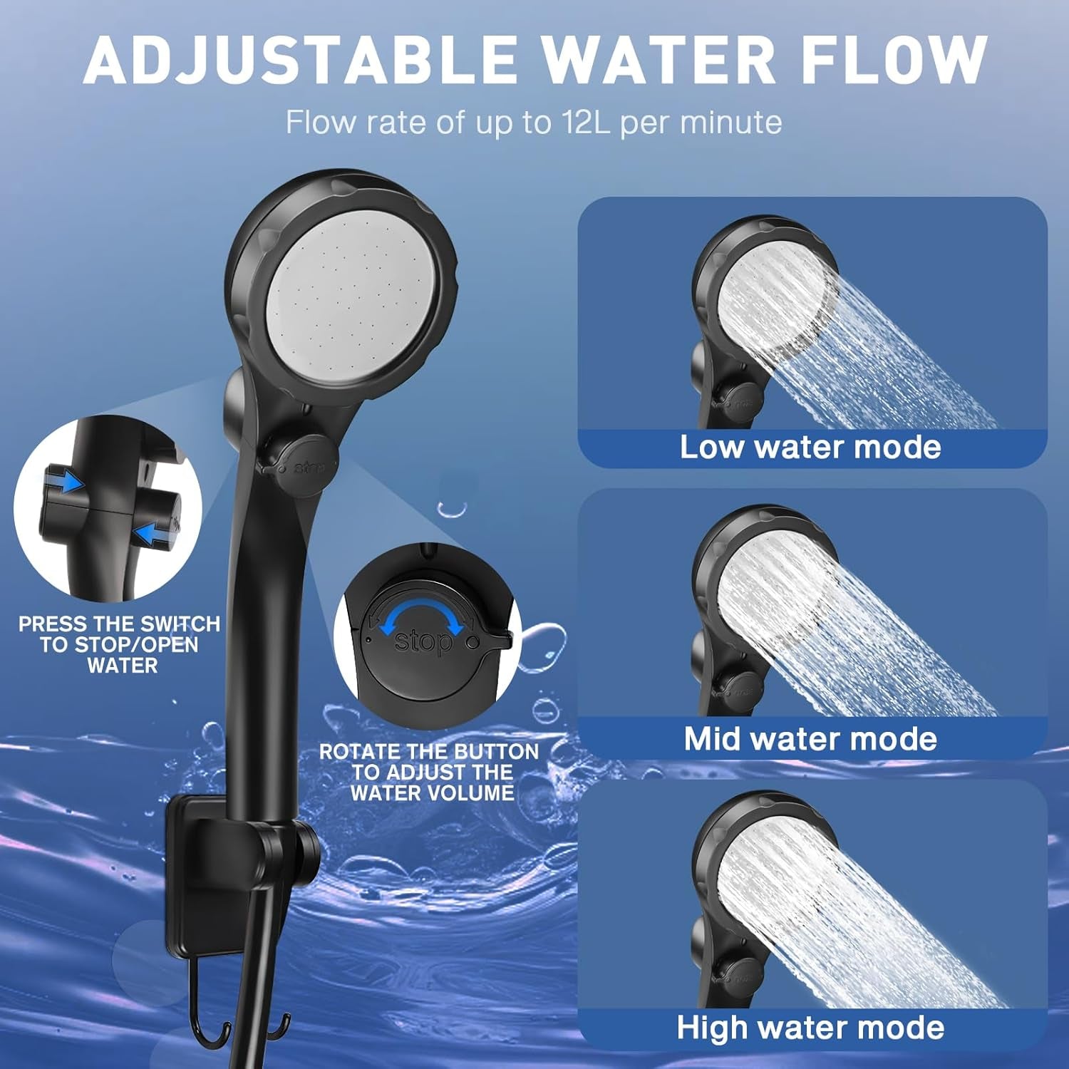 7800/8000Mah Rechargeable Outdoor Shower | Shower Head & LED Temperature Display